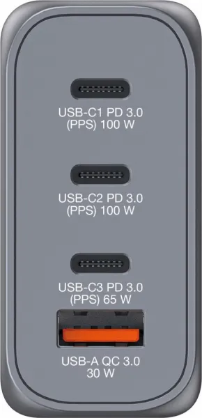 VERBATIM GaN Nabíječka do sítě GNC-100, 100W, 3x USB-C, 1x USB