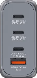 VERBATIM GaN Nabíječka do sítě GNC-100, 100W, 3x USB-C, 1x USB
