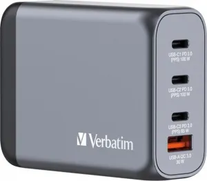 VERBATIM GaN Nabíječka do sítě GNC-100, 100W, 3x USB-C, 1x USB