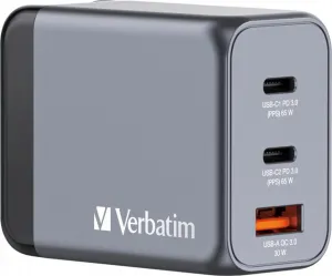 VERBATIM GaN Nabíječka do sítě GNC-65, 65W, 2x USB-C, 1x USB