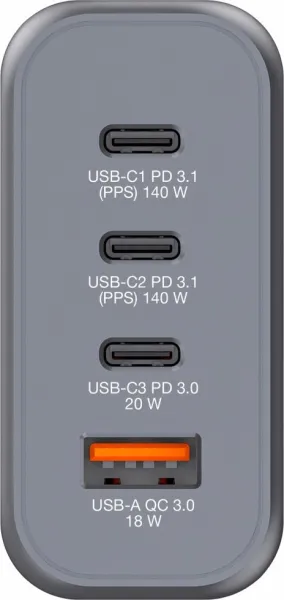 VERBATIM GaN Nabíječka do sítě GNC-140, 140W, 3x USB-C, 1x USB