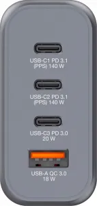 VERBATIM GaN Nabíječka do sítě GNC-140, 140W, 3x USB-C, 1x USB