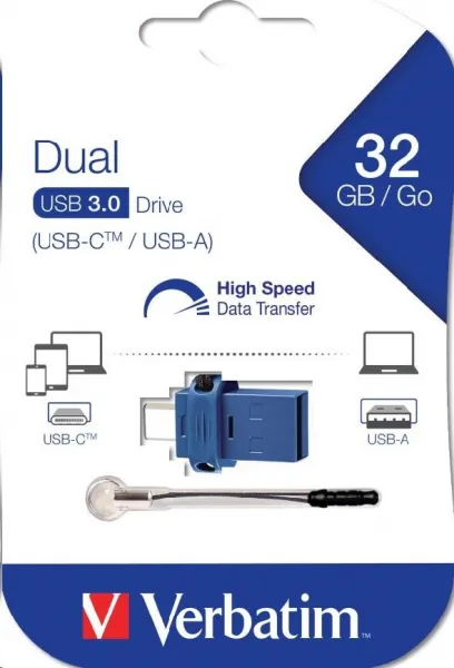 VERBATIM Flash disk 32 GB Store 'n' Go Dual Drive USB 3.0/USB Type-C, modrá
