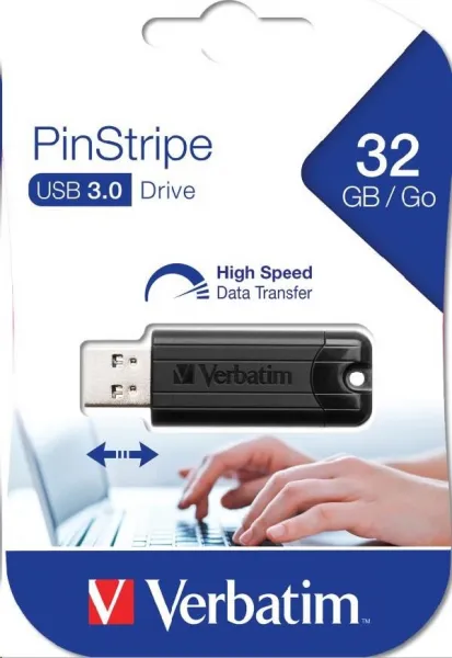 VERBATIM Flash Disk PinStripe USB 3.0, 32 GB - čierna