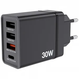 VERBATIM Univerzální adaptér CHR-30EU2, 30W, 1x USB-C, 3x USB černá
