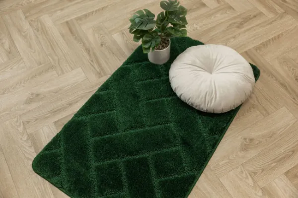 Kúpeľňový koberček Lotus fľaškovo zelený, tehla