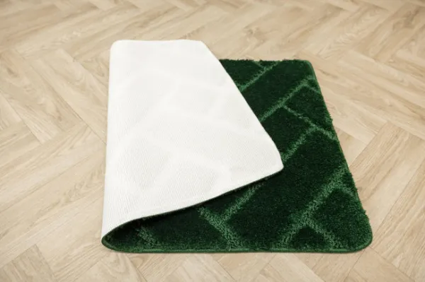 Kúpeľňový koberček Lotus fľaškovo zelený, tehla