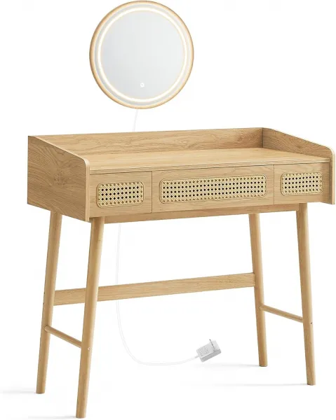 VASAGLE Toaletný stolík so zrkadlom BOHO 3 zásuvky
