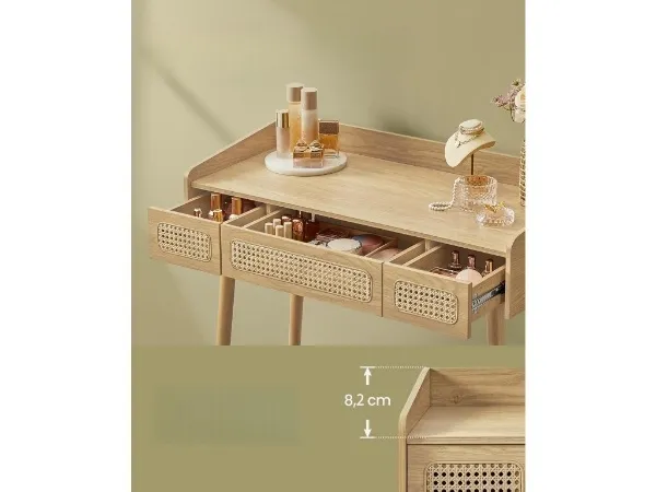 VASAGLE Toaletný stolík so zrkadlom BOHO 3 zásuvky