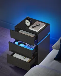 VASAGLE Nočný stolík s LED osvetlením čierny