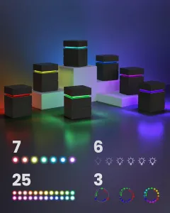 VASAGLE Nočný stolík s LED osvetlením čierny