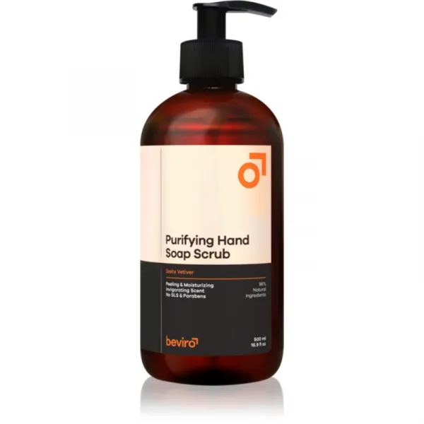 Beviro Purifying Hand Soap Scrub čistiace mydlo s peelingovým efektom Zesty Vetiver 500 ml
