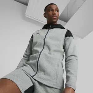 Puma TEAMCUP CASUALS HOODED JACKET Pánska športová bunda, tmavo sivá, veľkosť