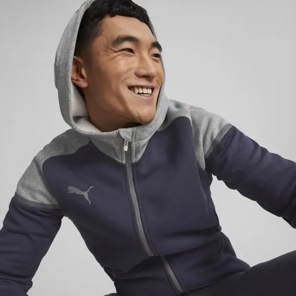 Puma TEAMCUP CASUALS HOODED JACKET Pánska športová bunda, tmavo modrá, veľkosť
