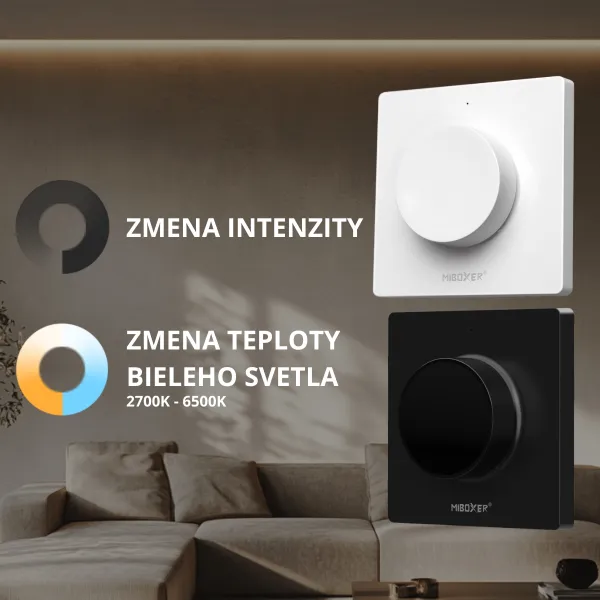 LEDprodukt LED ovládač RF6  1 okruh otočný nástenný - 2,4GHz - čierny