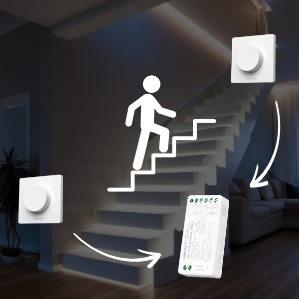 LEDprodukt LED ovládač RF6  1 okruh otočný nástenný - 2,4GHz - čierny
