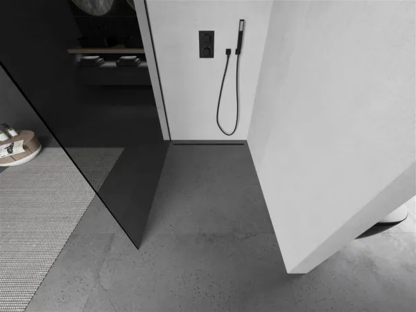 MEXEN/S - KIOTO Sprchová zástena WALK-IN 90x200 cm 8 mm, čierna, dymové sklo 800-090-101-70-40