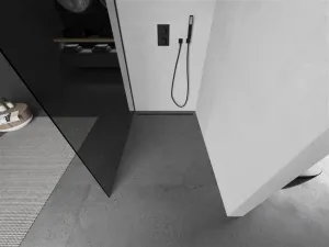 MEXEN/S - KIOTO Sprchová zástena WALK-IN 90x200 cm 8 mm, čierna, dymové sklo 800-090-101-70-40
