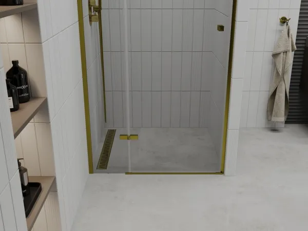 MEXEN - Roma sprchové dvere krídlové 100, transparent, zlatý so stenovým profilom 854-100-000-50-00