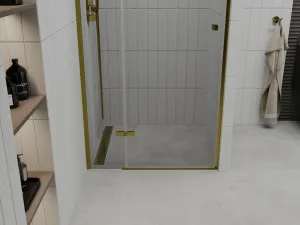 MEXEN - Roma sprchové dvere krídlové 100, transparent, zlatý so stenovým profilom 854-100-000-50-00