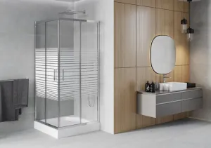 MEXEN/S - Rio štvorcový sprchovací kút 90 x 90, dekor, chróm + vanička Rio 860-090-090-01-20-4510