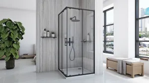 REA - Sprchovací kút City 90x90 Black Bez sprchovej vaničky REA-K6446