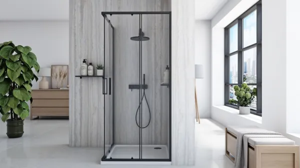 REA - Sprchovací kút City 90x90 Black Bez sprchovej vaničky REA-K6446