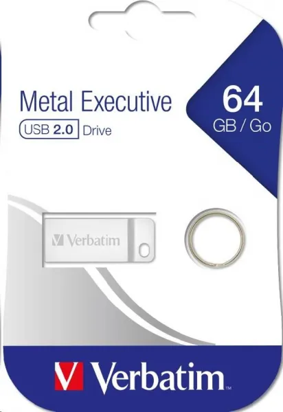 VERBATIM Flash Disk 64GB Metal Executive, USB 2.0, strieborná