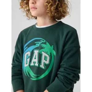 GAP FRAN LOGO Detská mikina, tmavo zelená, veľkosť