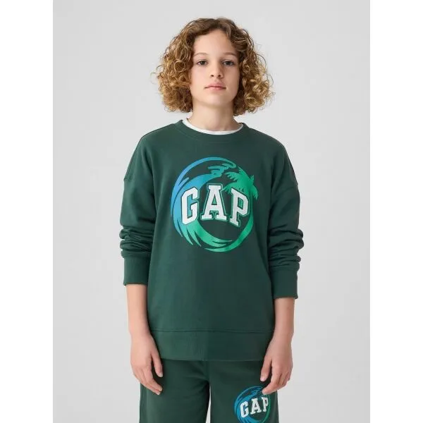 GAP FRAN LOGO Detská mikina, tmavo zelená, veľkosť