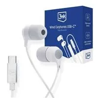 3mk sluchátka - Wired Earphones USB-C, bílá