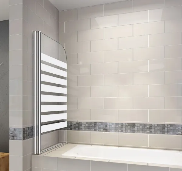 H K - Vaňová zástena S1 STRIPE 80x140cm - jednodielna sklopná, číre sklo so vzorom, varianta ľavá SE-S1STRIPE-13