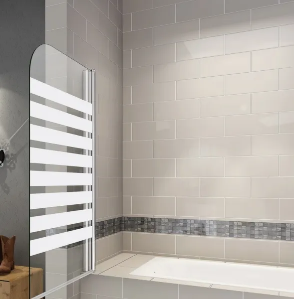 H K - Vaňová zástena S1 STRIPE 80x140cm - jednodielna sklopná, číre sklo so vzorom, varianta ľavá SE-S1STRIPE-13