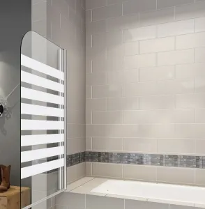 H K - Vaňová zástena S1 STRIPE 80x140cm - jednodielna sklopná, číre sklo so vzorom, varianta ľavá SE-S1STRIPE-13