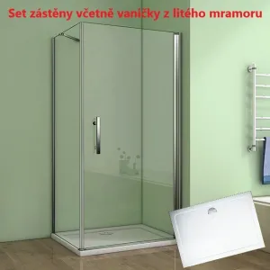 H K - Obdĺžnikový sprchovací kút MELODY D1 100x70 cm s jednokrídlovými dverami vrátane sprchovej vaničky z liateho mramoru SE-MELODYD110070/THOR-10070