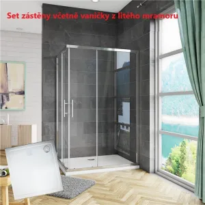 H K - Sprchovací kút štvorcový, SIMPLE BASIC 76x76x185 cm L/P variant, rohový vstup vrátane sprchovej vaničky z liateho mramoru SE-SIMPLE7676-185/THOR-76SQ