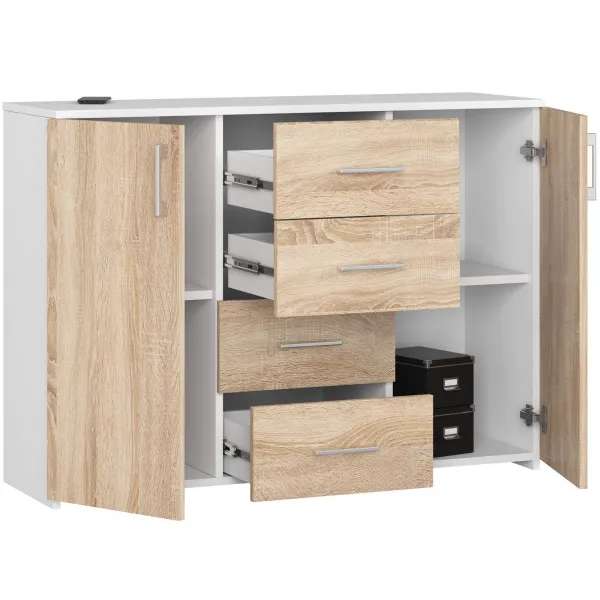 Ak furniture Komoda Torvi K 110 cm biela/dub sonoma