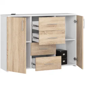 Ak furniture Komoda Torvi K 110 cm biela/dub sonoma