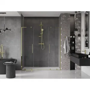 MEXEN/S - Velar L Duo posuvné sprchové dvere 200, transparent, zlatá 871-200-003-02-50