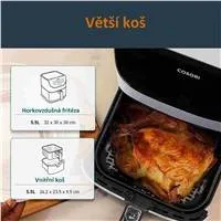 Cosori CP158-AF PREMIUM –  5.5L  horkovzdušná fritéza + 5x špíz a gril. rošt, white