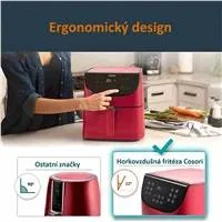 Cosori CP158-AF PREMIUM –  5.5L  horkovzdušná fritéza + 5x špíz a gril. rošt, red