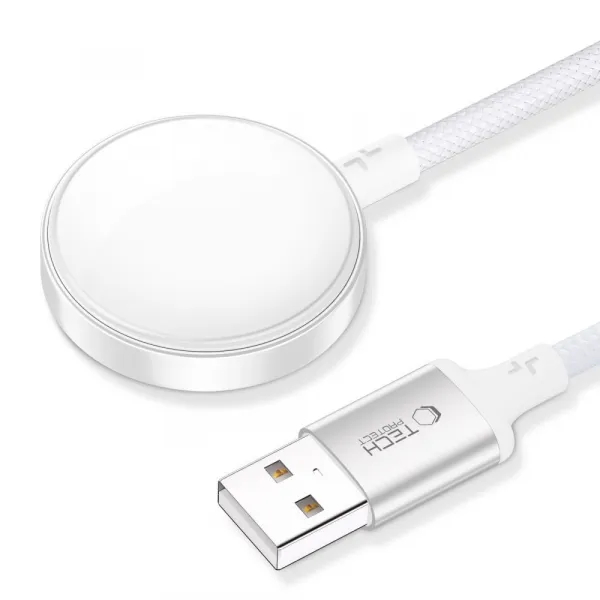 Tech-Protect UltraBoost MC02 Magnetický nabíjací kábel pre Apple Watch - USB-A 1 m, biely
