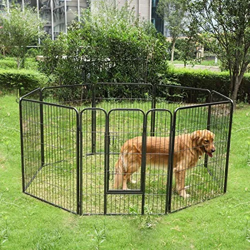 SONGMICS Ohrádka pro zvířata Lumea 210 cm černá