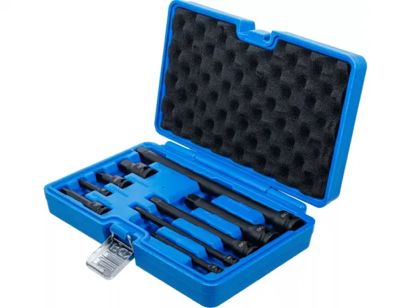 BGS Technics Sada razových predĺžení | 6,3 mm (1/4") / 10 mm (3/8") / 12,5 mm (1/2") | 9-dielna