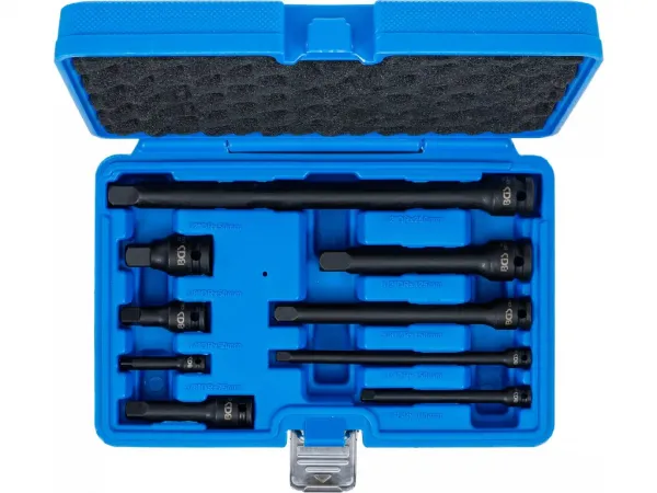 BGS Technics Sada razových predĺžení | 6,3 mm (1/4") / 10 mm (3/8") / 12,5 mm (1/2") | 9-dielna