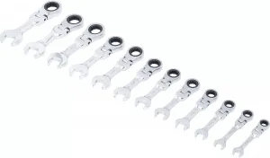 BGS Technics Kľúče očkoploché račňové, extra krátke, kĺbové, 8 - 19 mm, 12 dielov, BGS 30003
