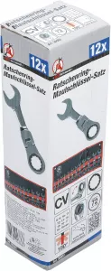 BGS Technics Kľúče očkoploché račňové, extra krátke, kĺbové, 8 - 19 mm, 12 dielov, BGS 30003