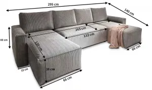 Horčicová sedacia súprava do U SMART COSARO 295x140 cm