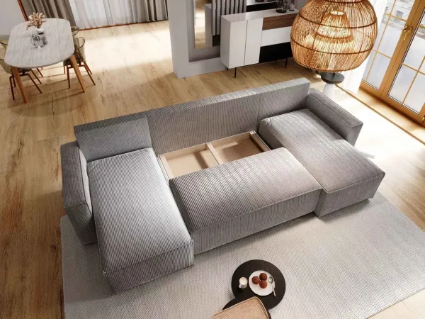 Horčicová sedacia súprava do U SMART COSARO 295x140 cm