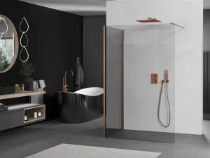MEXEN/S - Kioto Sprchová zástena WALK-IN 120 x 75, transparent, meď kartáčovaná 800-120-212-65-00-075